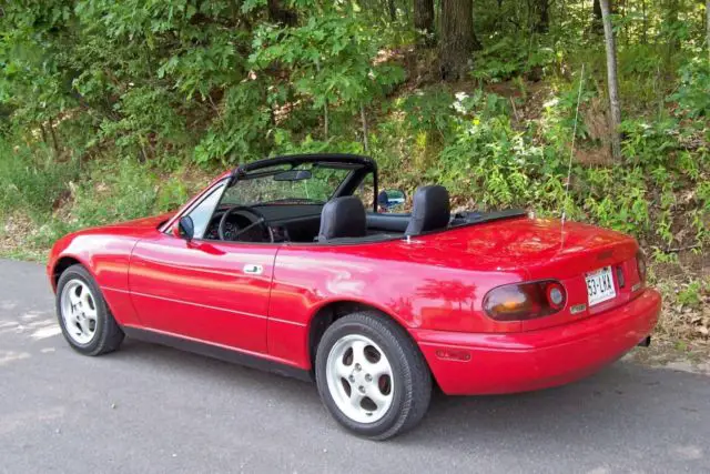 1991 mazda miata mx-5 convertible - red with black top and interior