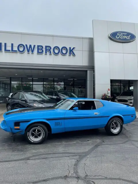 1973 ford mustang mach 1 coupe blue rwd automatic fastback