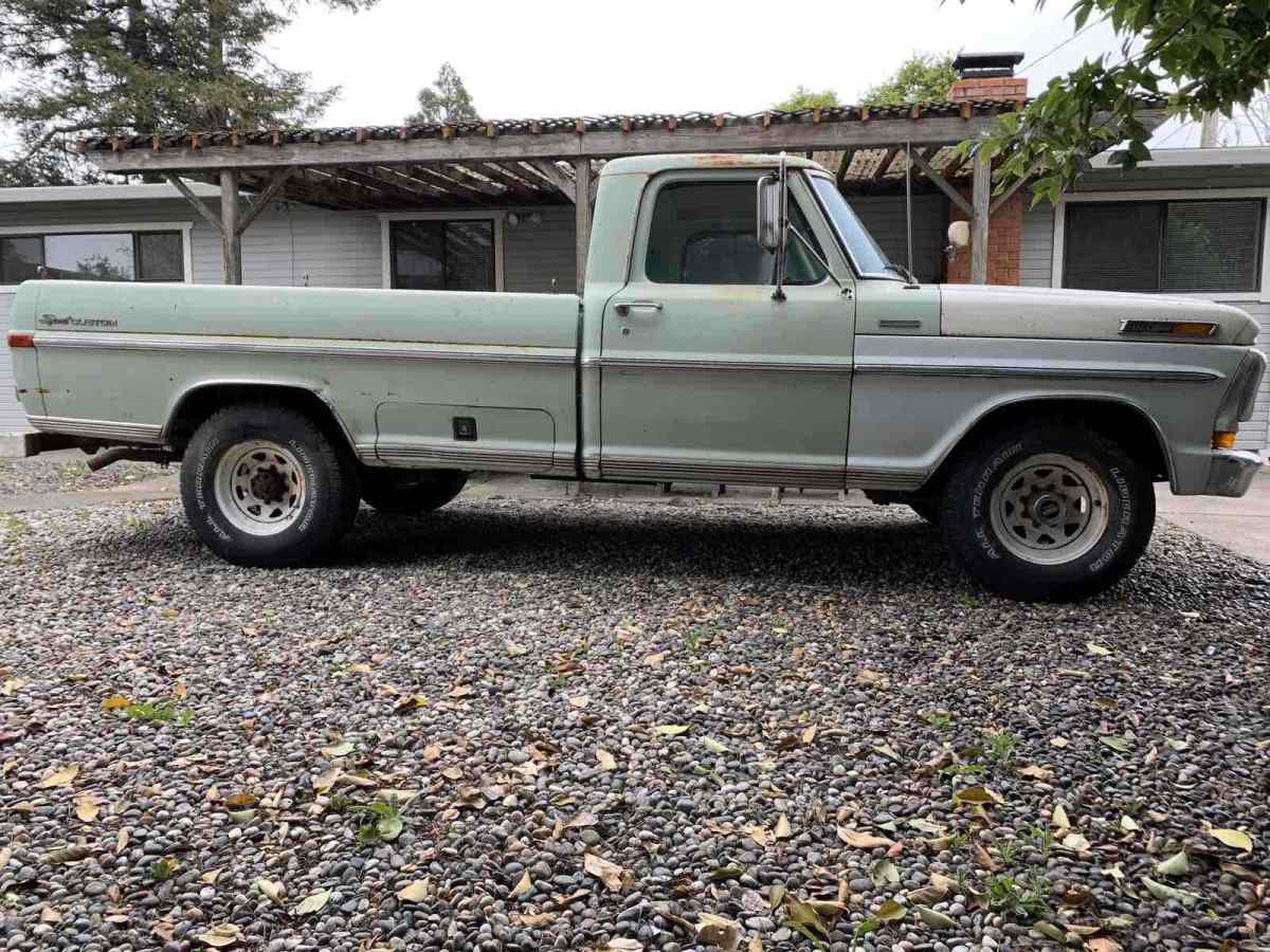 1971 ford f250 pickup green rwd automatic sport custom