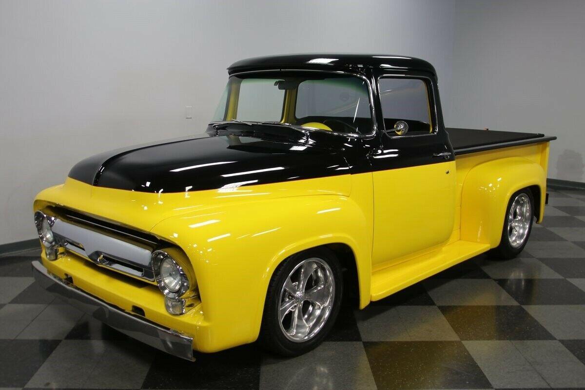 1956 ford f-100 big window restomod classic vintage chrome short bed truck