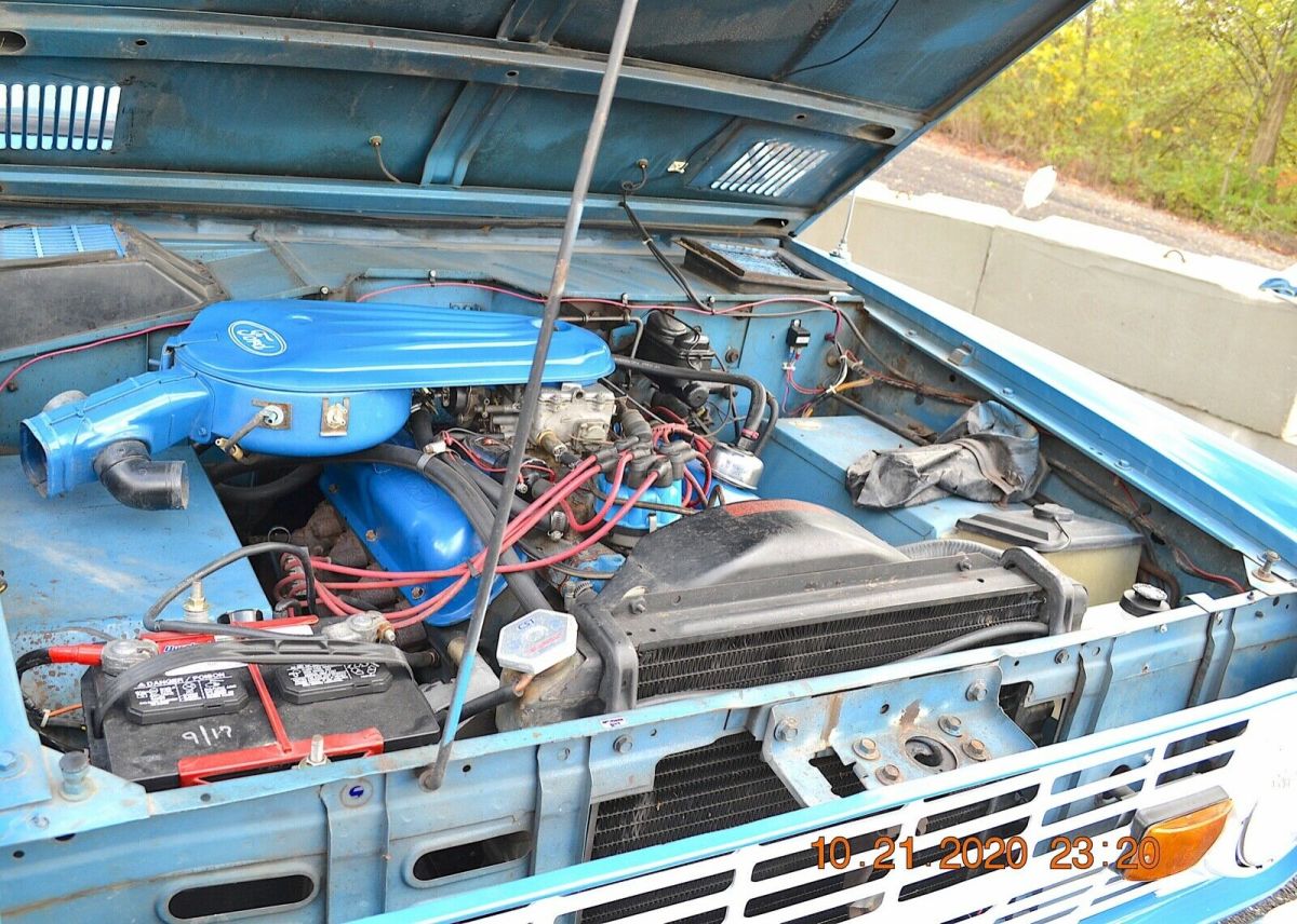1972 bronco 302 3spd very well kept solid original body beautiful bahama blue