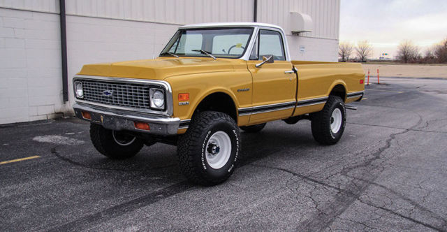 factory k20 3/4 ton 4x4 454 lifted ochre yellow bf goodrich auto frame off