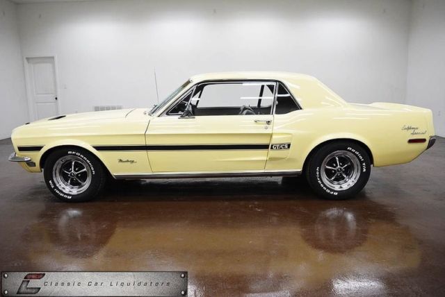 1968 ford mustang gt/cs 52226 miles meadowlark yellow 289 v8 c4 automatic