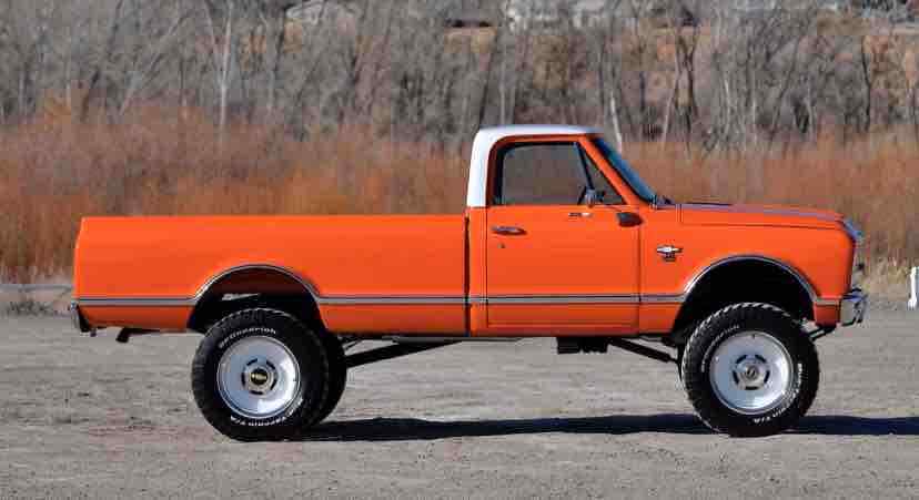1967 chevrolet k-20 pickup orange fwd automatic