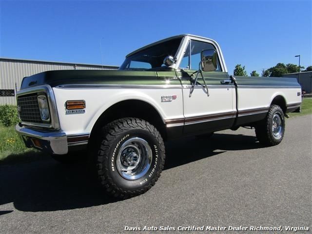 1971 chevrolet cheyenne c/k 10 4x4 regular cab long be 60505 miles green/white p