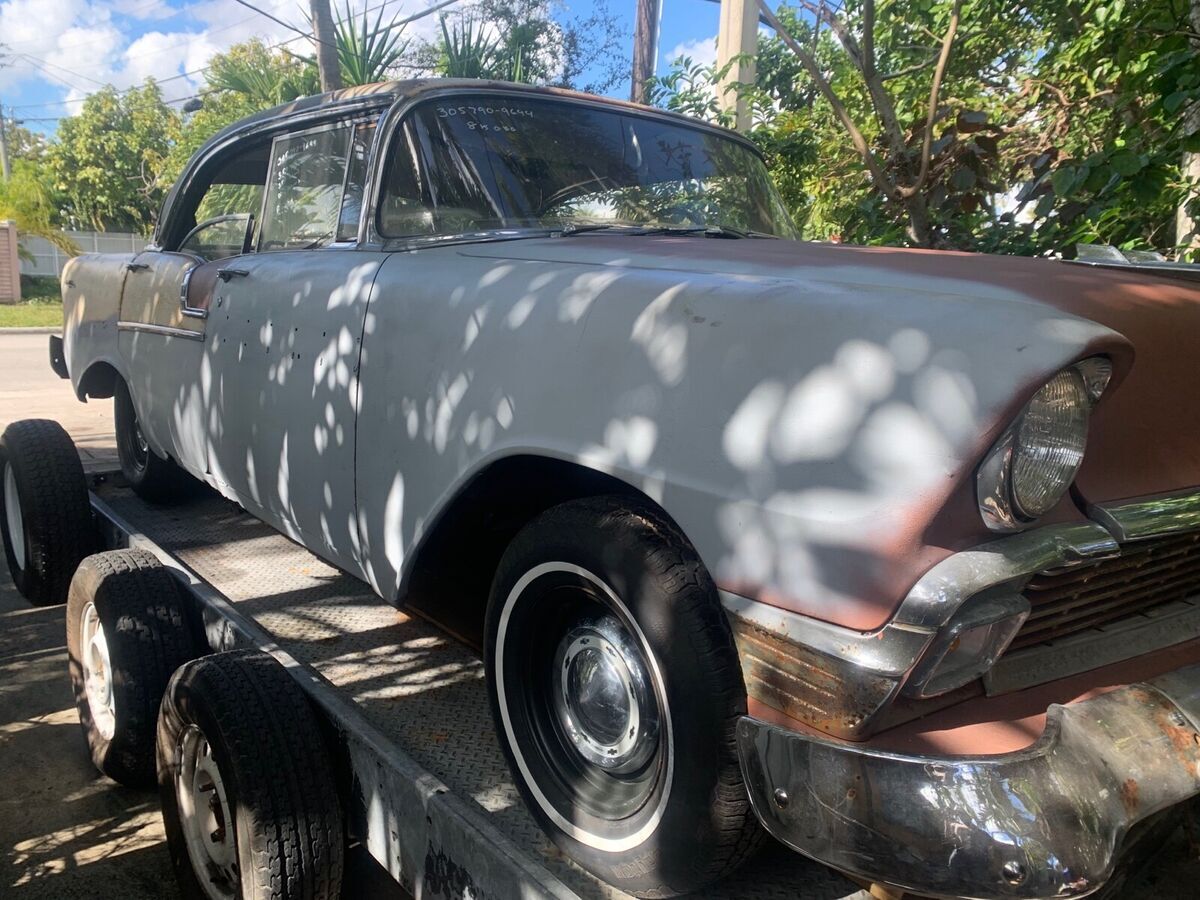 1956 chevrolet bel air sedan grey rwd automatic
