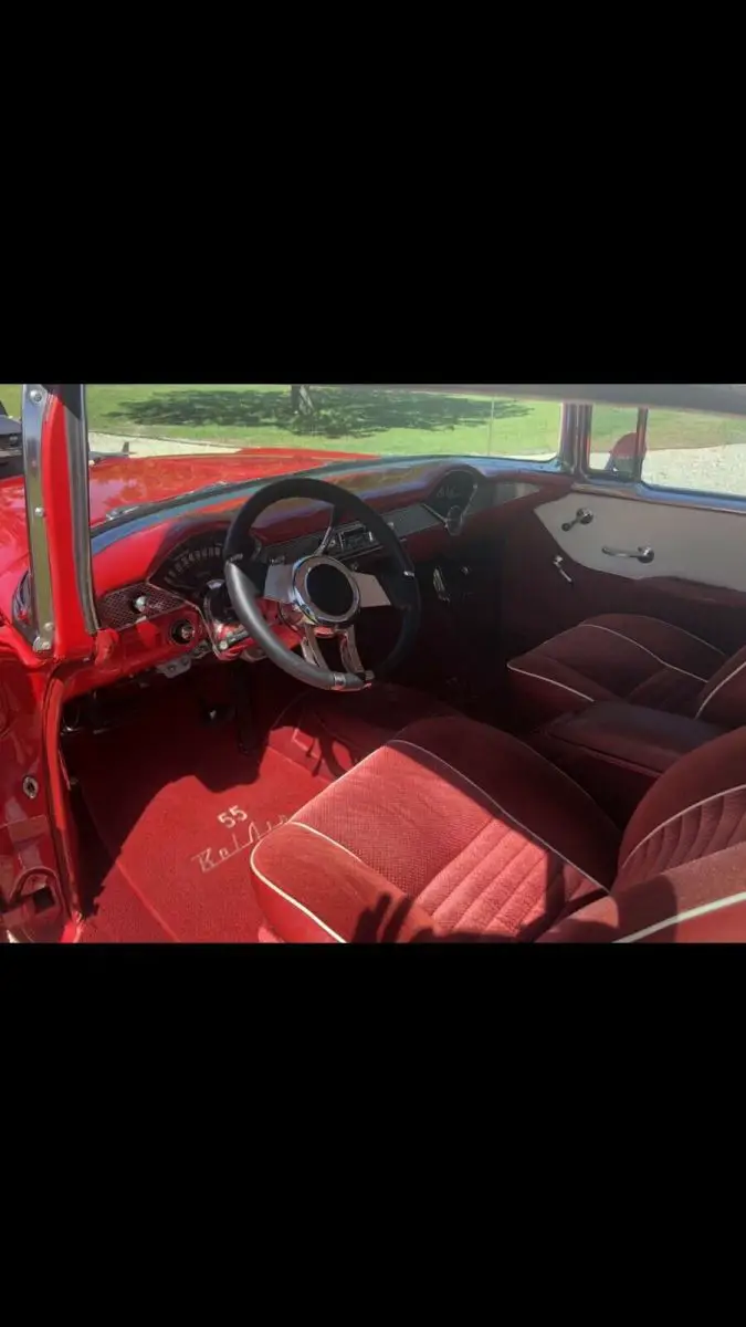 1955 chevrolet bel air coupe red rwd automatic hardtop