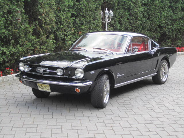 1965 ford mustang fastback 2+2 raven black with red interior