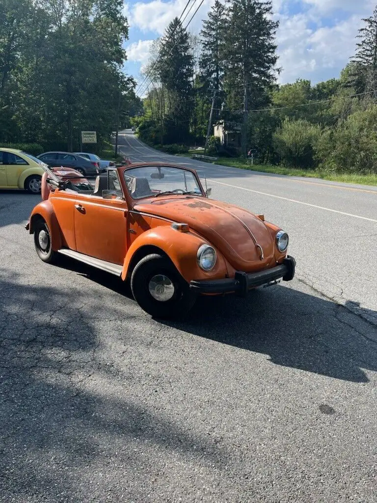 1972 volkswagen beetle (pre-1980) convertible orange rwd manual