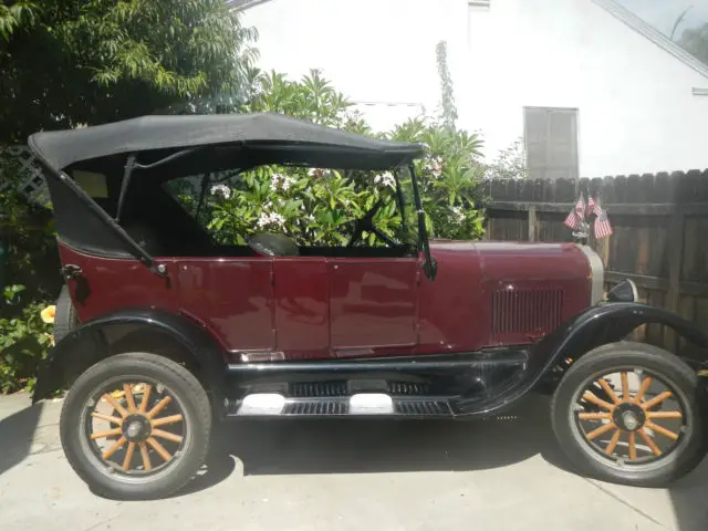 1926 model t ford, convertible, maroon/black, original parts
