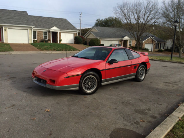 58,558 gently driven miles!!! red 1986 pontiac fiero gt coupe 2-door 2.8l