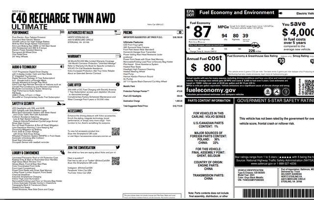 2023 volvo c40 recharge pure electric twin ultimate