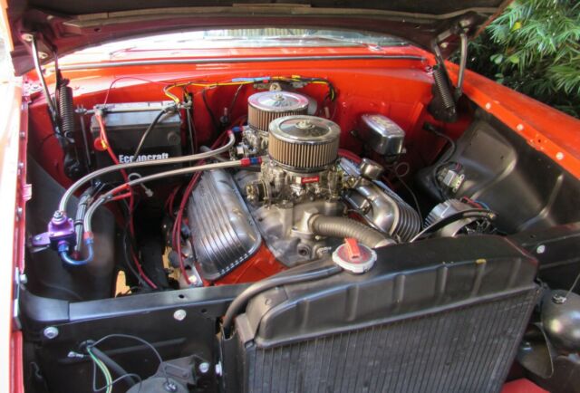 1956 chevrolet model 150 hot rod 2 door post sedan factory colors red and ivory