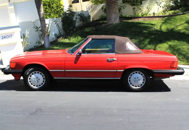 1987 mercedes benz 560sl red on palomino leather, soft & hard top california car