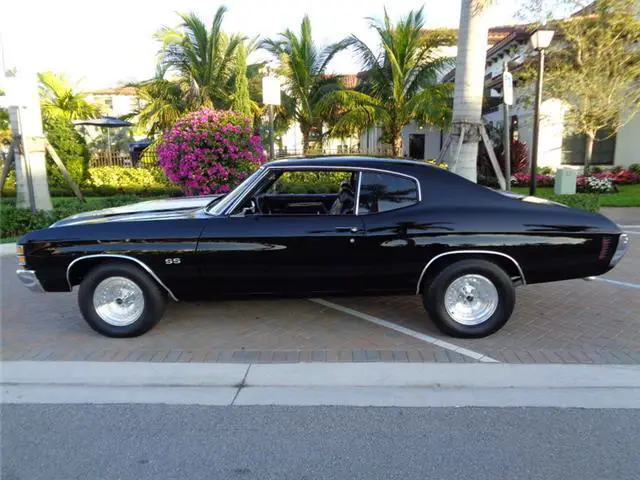 1971 chevrolet chevelle black/black 2dr 355 cu. in. autom. classic collector car