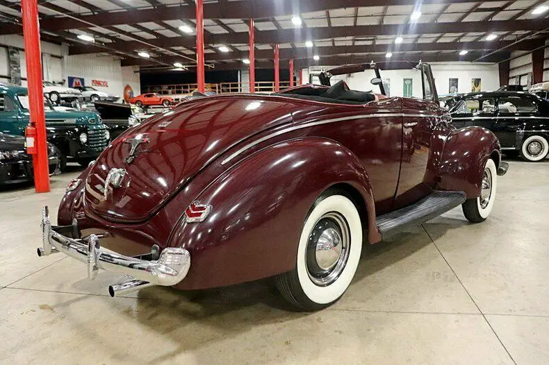 1940 ford deluxe 57 miles burgundy convertible flathead v8 3-on the tree