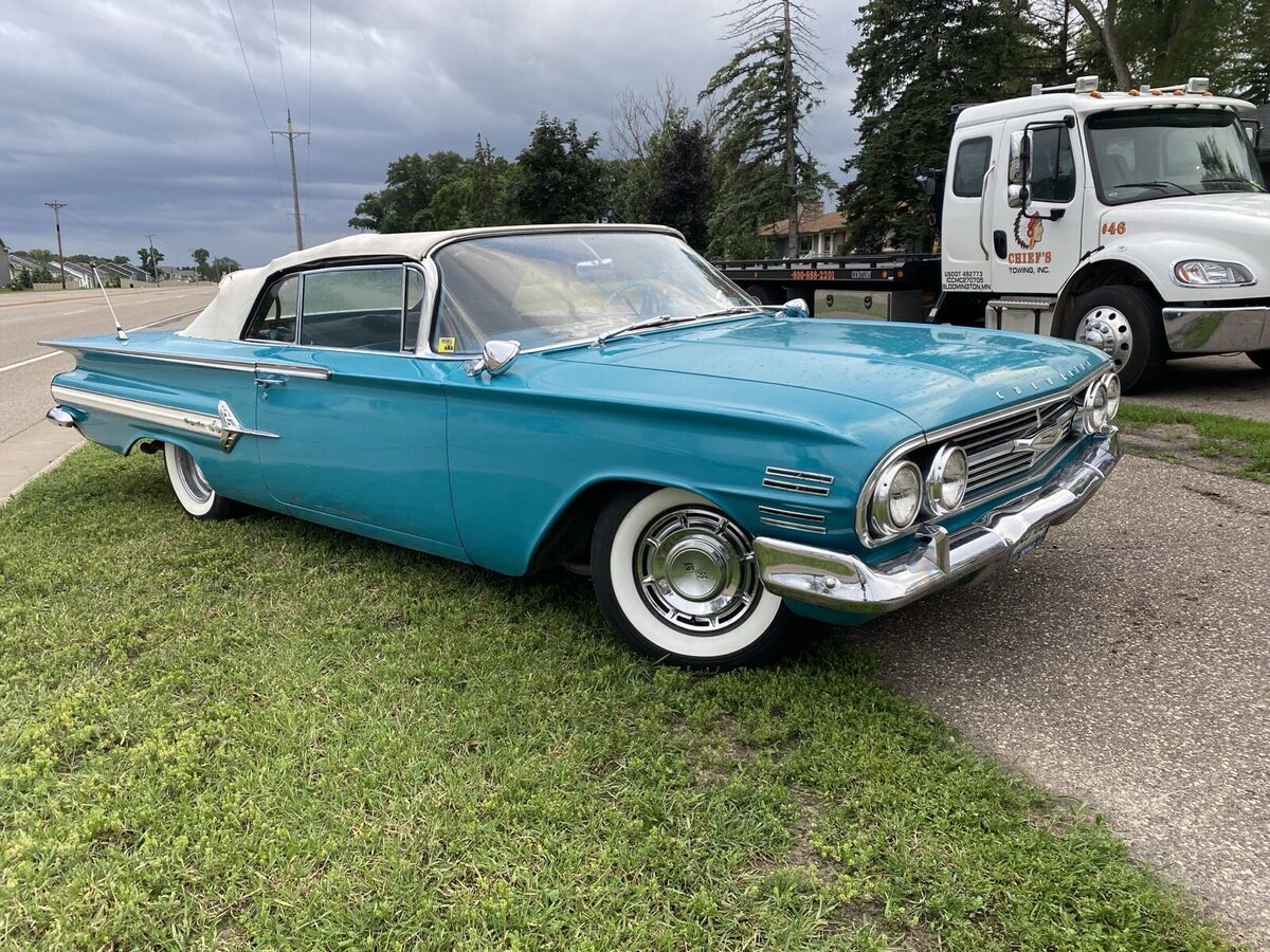 1960 chevrolet impala convertible blue
