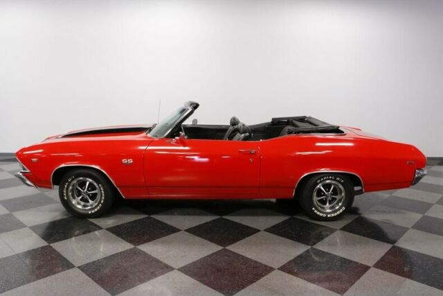 chevy bbc chrome vintage classic drop rag top black vinyl interior muscle car