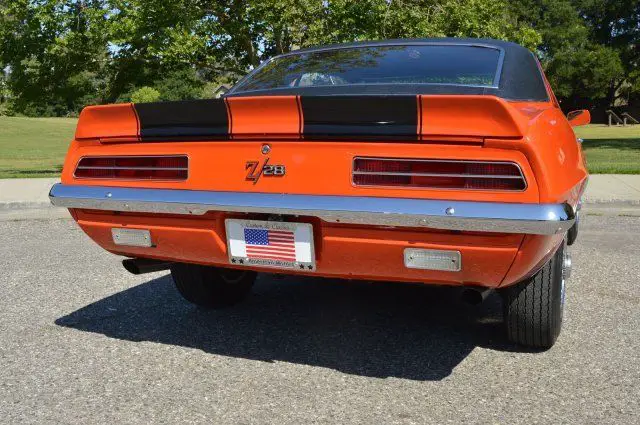 1969 chevrolet camaro z 28 hugger orange manual 0 miles