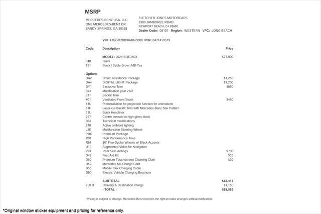 2024 mercedes-benz eqe 350+ eqe 350+ suv