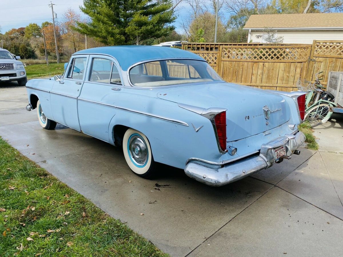 1955 chrysler windsor deluxe sedan blue rwd automatic deluxe