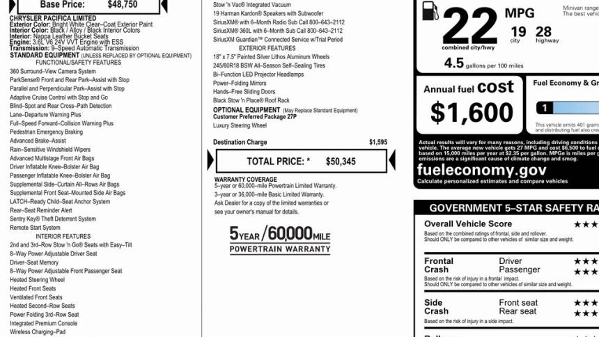 2022 chrysler pacifica limited