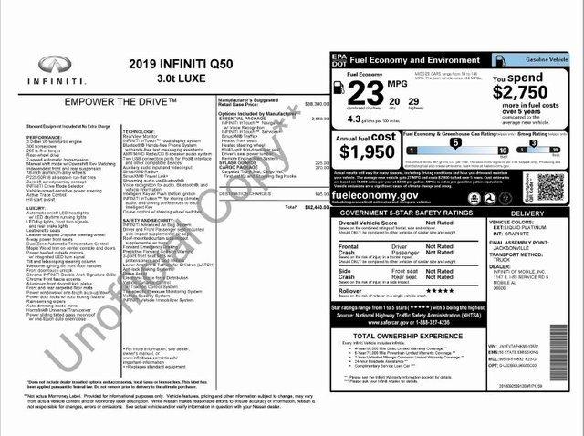 certified 2019 infiniti q50 3.0t mobile, al 36652 for sale in mobile, alabama