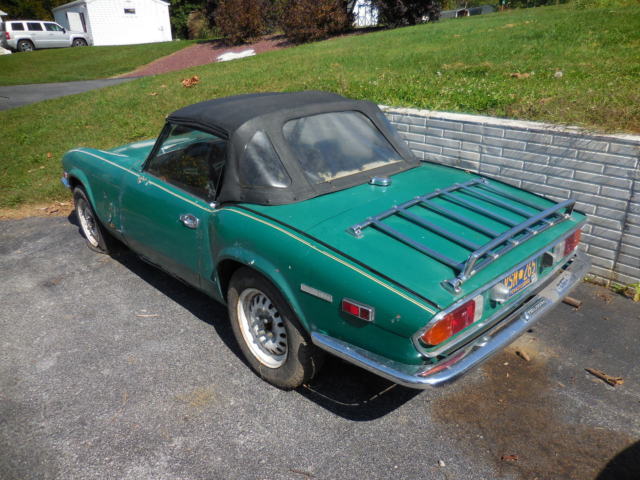 cool chrome 1973 triumph ,england spitfire 83,386mi green convertible ,car
