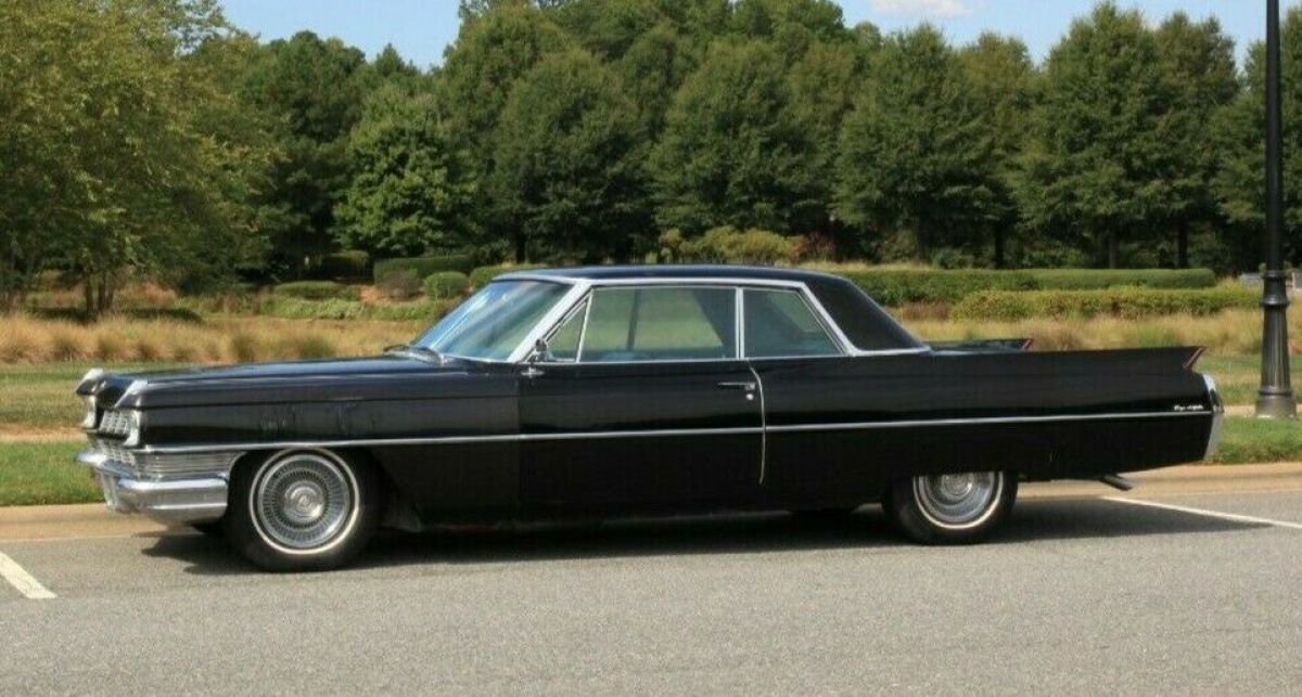 1964 black cadillac coupe deville, original paint (except lf fender)