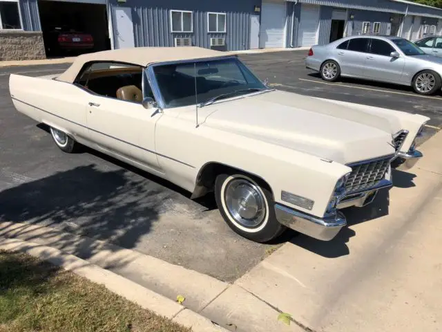 1967 cadillac convertible sudan beige saddle leather sandalwood top 83k miles