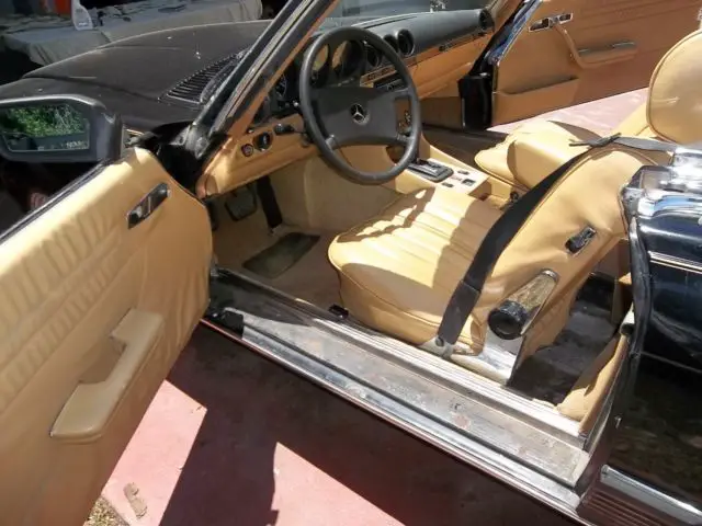 84 mercedes 380 sl convertible, black & tan cold ac