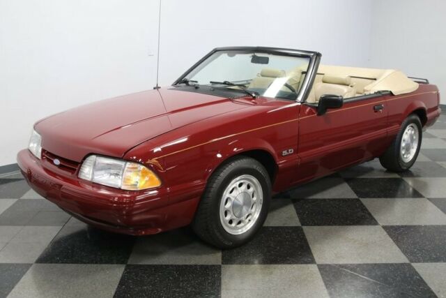classic fomoco red burgundy beige interior manual transmission drop top stang