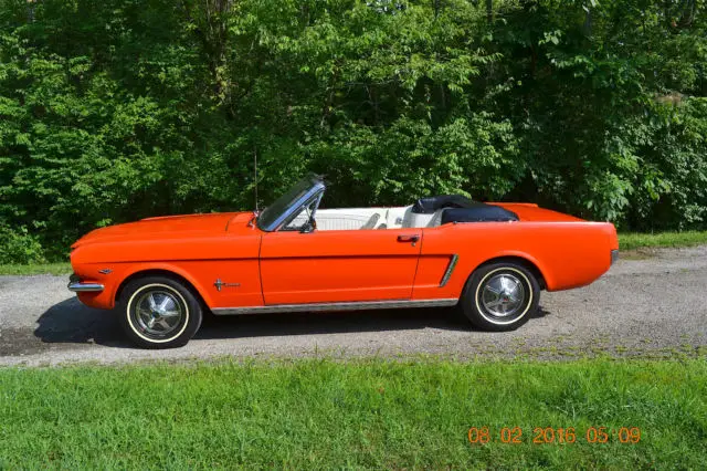 1965 mustang convertible 289 3spd solid beautiful poppy red and white nice
