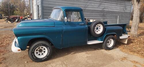 1958 chev apache 32.longbed stepside. has a later model inline 6 cylinder and a fa