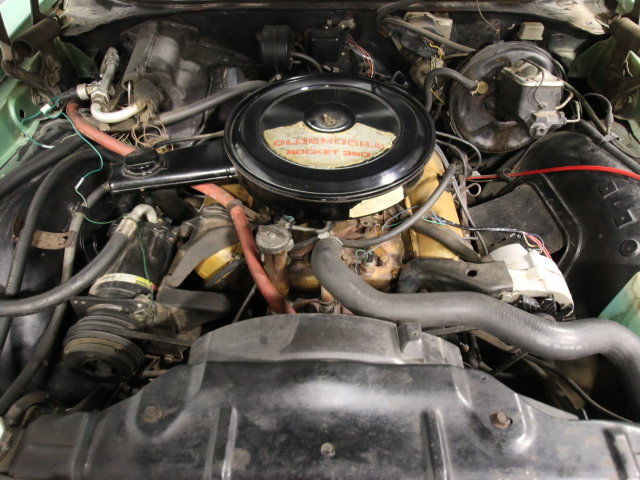highly original palm green coupe, rocket 350, auto, duals, a/c, ps, pb, tilt!!