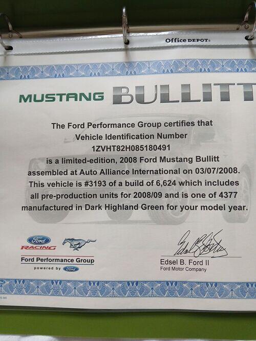 2008 ford mustang bullitt, second owner, show winner at mustang rally, 21000 miles