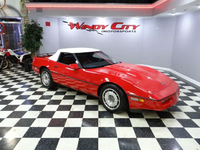 chevy corvette convertible only 53k miles adult owned 100% stock red over red!