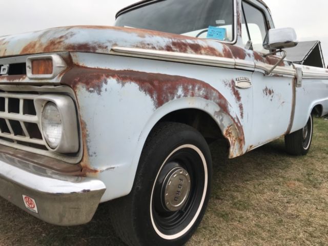 1965 ford f100, v8, barn find, shop truck, original patina, factory v8 automatic