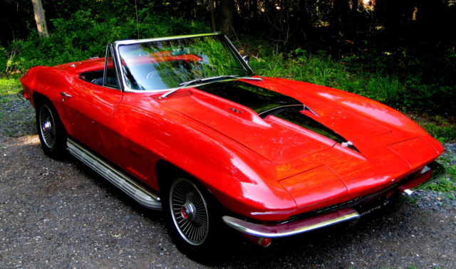 1967 conv,rally red/blk,rare l-68 427/400hptri w/4spd,2 tops,bolt-on's,side exh