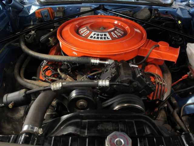 440 v8 from 1969, 3 spd auto, factory ac & factory correct b5 blue, potent gtx!