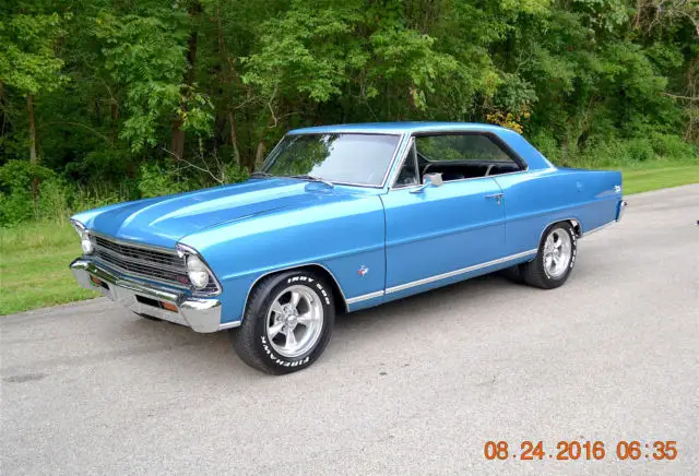 1967 nova ss 327 real ss straight body beautiful new marina blue paint sharp car