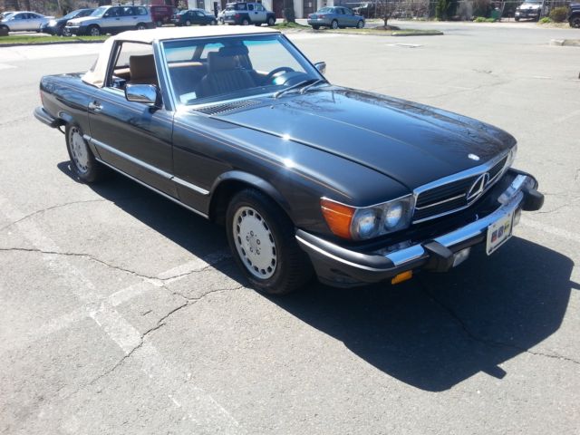 mercedes-benz 560 sl 1987 rare black pearl metallic with palomino leather