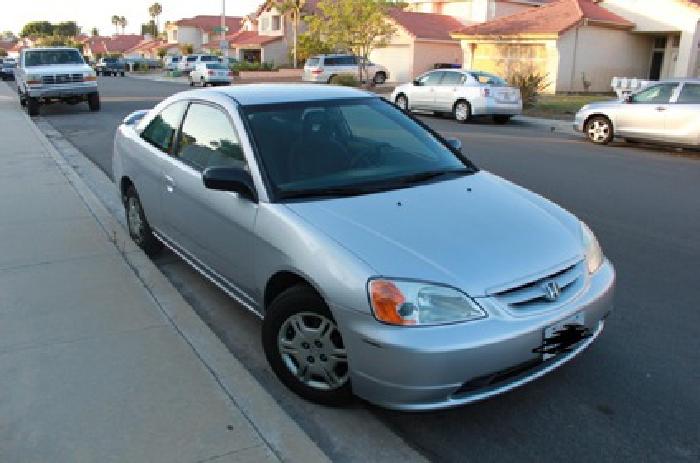 obo 2002 honda civic lx silver coupe manual shift for sale in san diego, ca