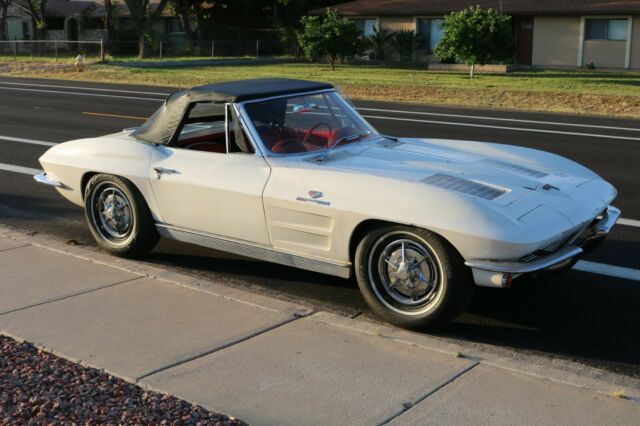 1963 corvette 327 360hp fuel injected roadster white red interior 60k miles