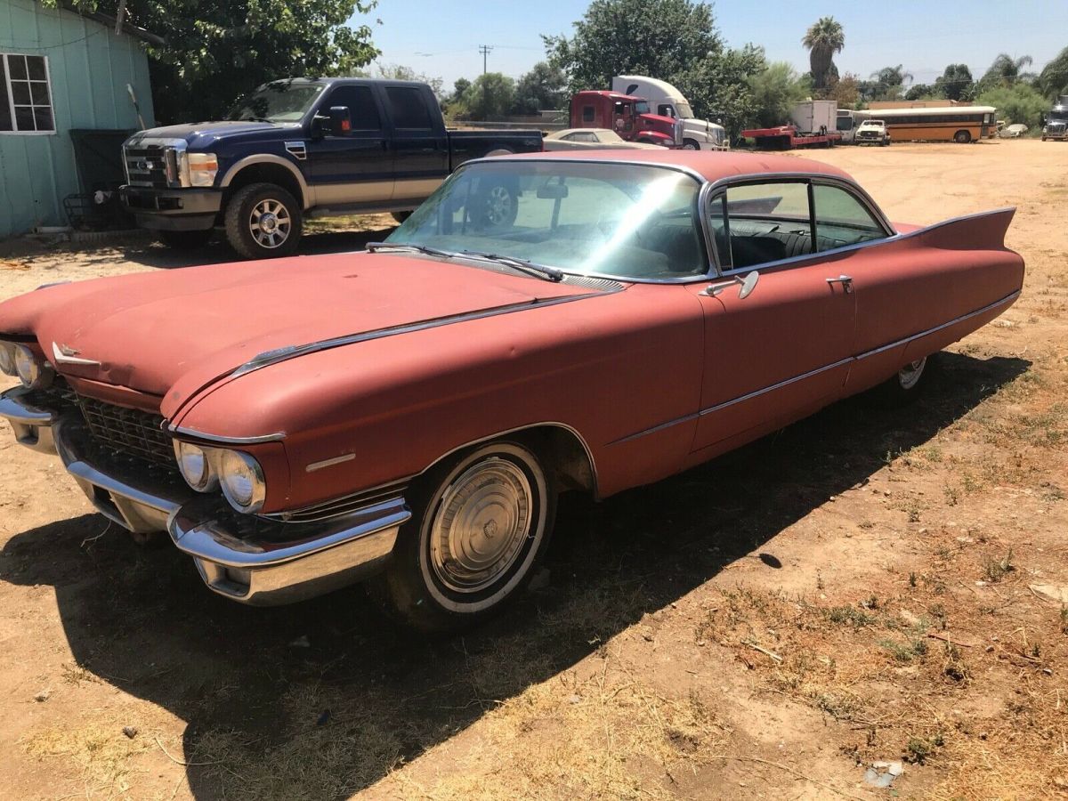 1960 cadillac coupe deville big fins, bright stainless steel, needs restoration