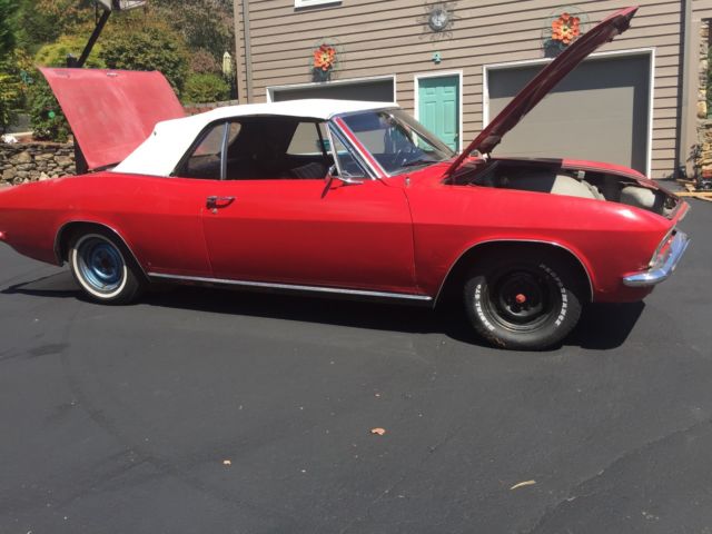 1966 red chevy corvair corsa convertible-vintage-1 of 3142 produced