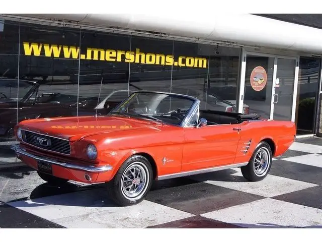 1966 ford mustang convertible 289, signal flare red over black!