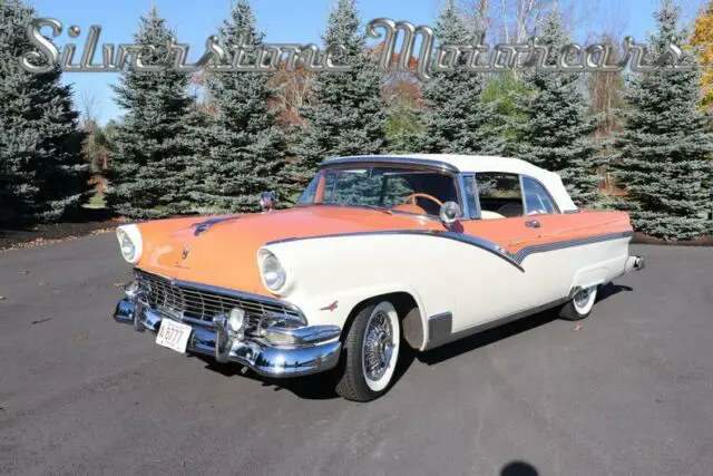 1956 white and orange 312cid tbird powered fordomatic convertible