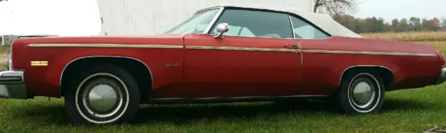 oldsmobile delta 88 convertible 1975 red white interior k miles