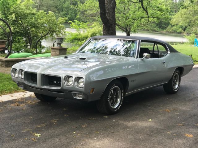 1970 pontiac gto real deal palladium silver/black coupe! ice cold a/c #'s match!